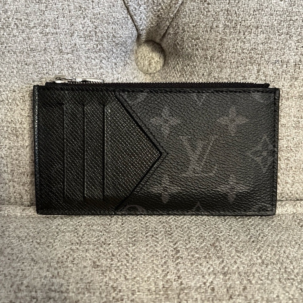 Authentic Louis Vuitton Coin Card Case Taigarama Black Monogram